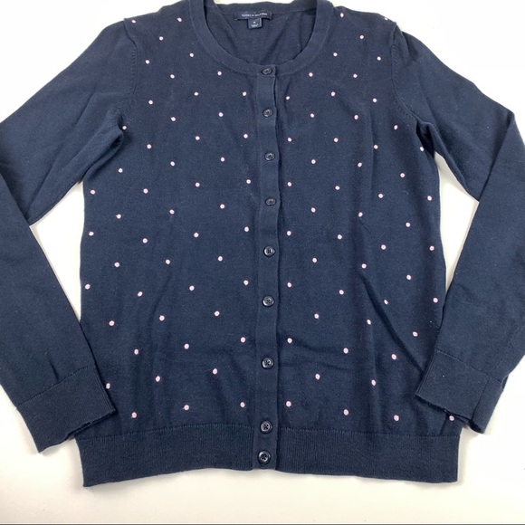 TOMMY Hilfiger Navy with Pink Polka Dots Cardigan - Picture 2 of 8